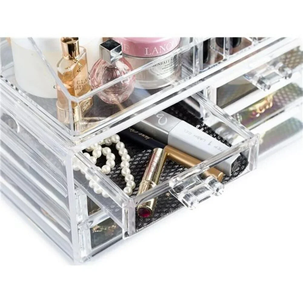 Masirs Clear Makeup Organizer Vanity Storage with Drawers Cosmetic Holder